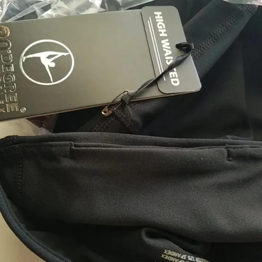 90 Degree by Reflex High Waisted Leggings Colorblock S Ruby Black - Picture 9 of 12